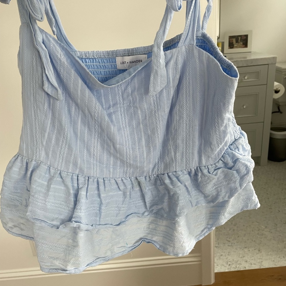 Light blue lost wander cinched top size large